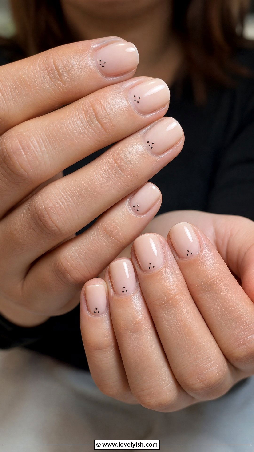 Black Micro Dot Accent Nails - 50 simple nail art - 50 simple nail art