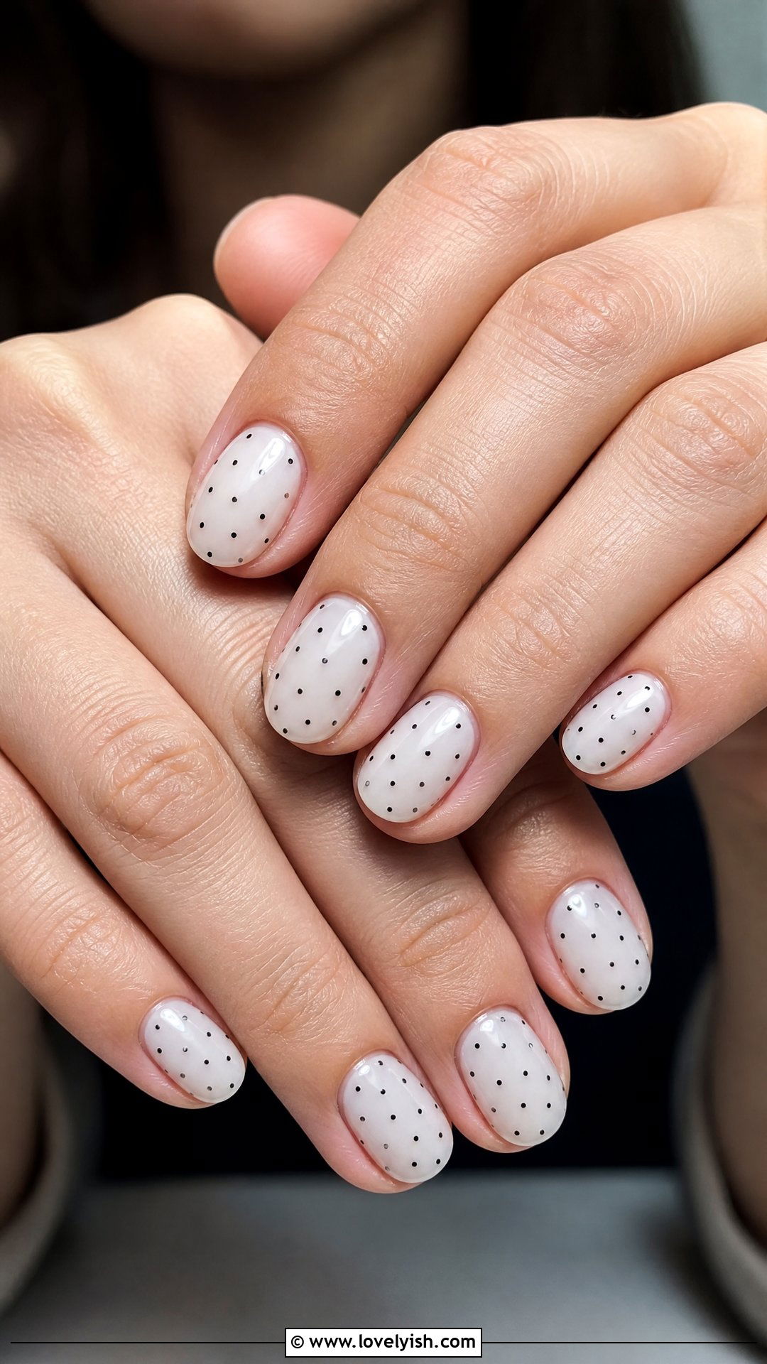 Black Micro Dot Milky Nails - 39 nail ideas 2026 - 39 nail ideas 2026