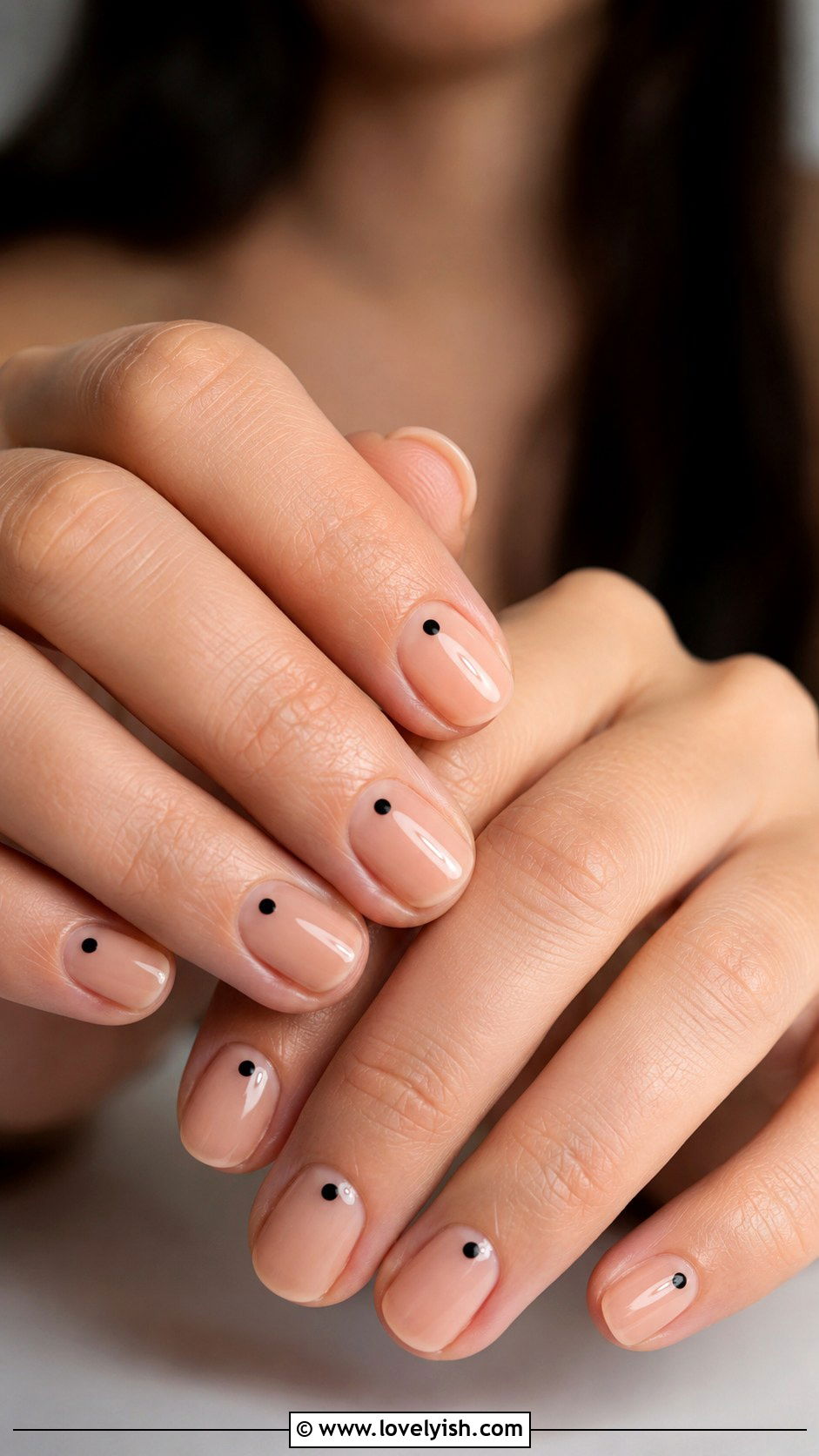 Black Micro Dot Nude Nails - 35 nail art design ideas - 35 nail art design ideas