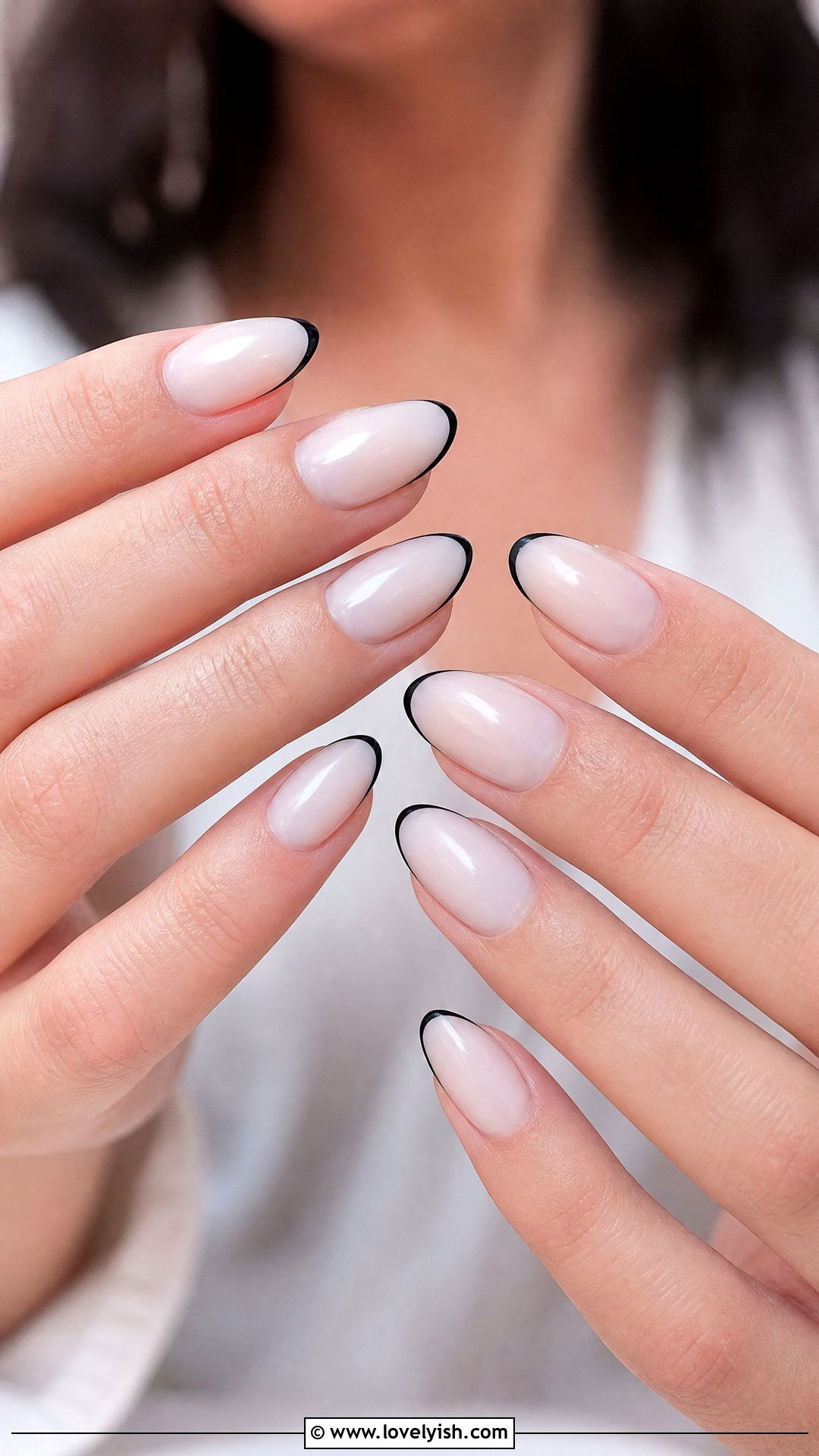 Black Micro French Tip Nails - 44 nails designs - 44 nails designs