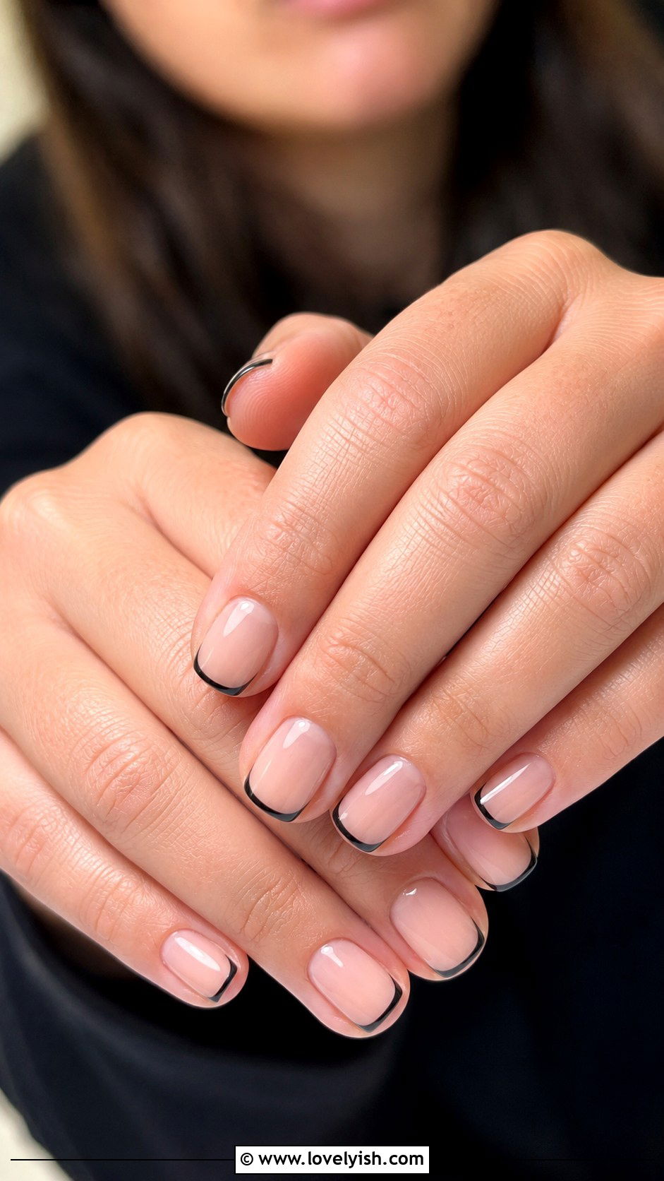 Black Micro French Tip Nails - 25 cute nail design ideas - 25 cute nail design ideas