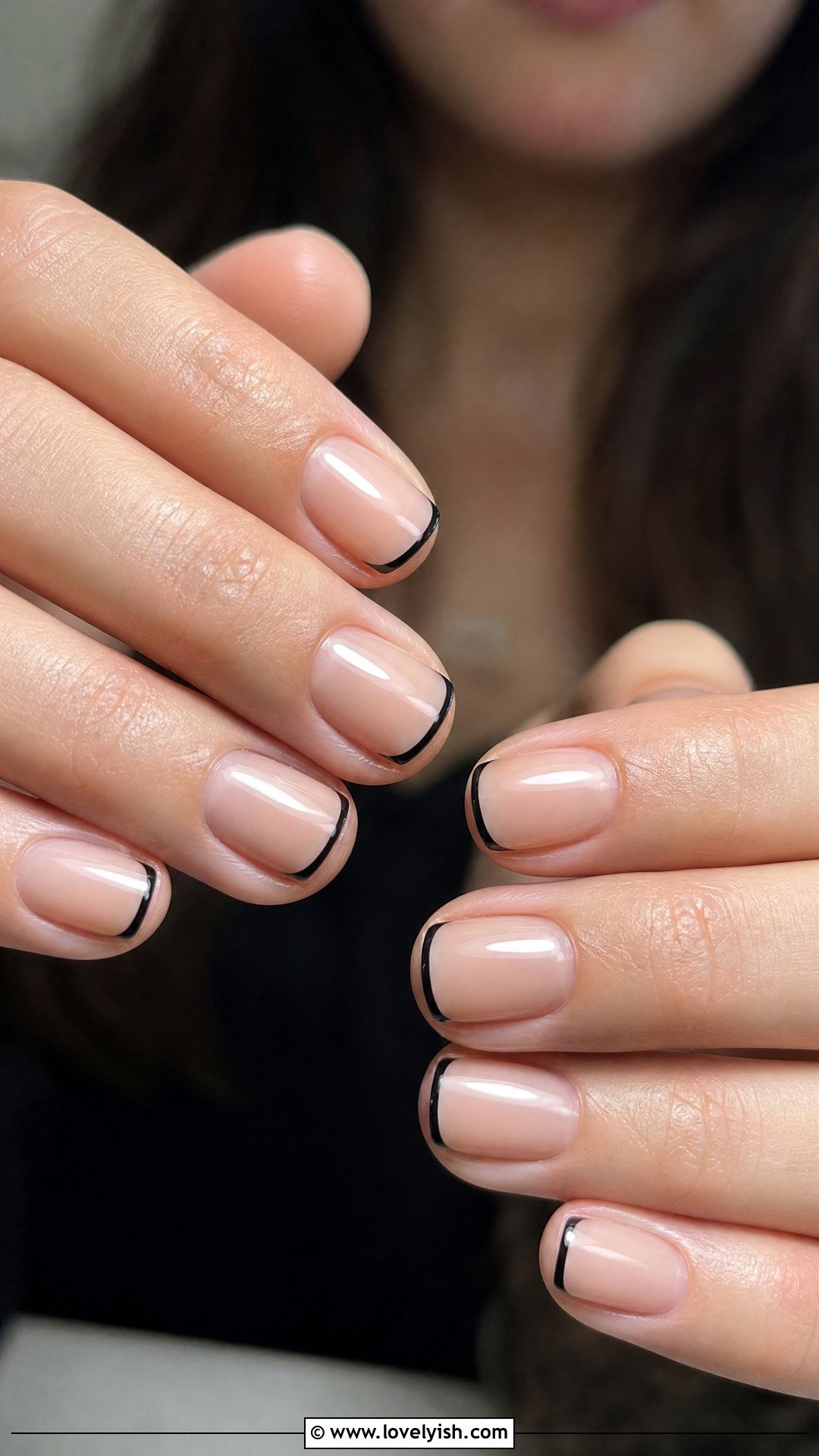 Black Micro French Tip Short Nails - 50 short french tip nails - 50 short french tip nails