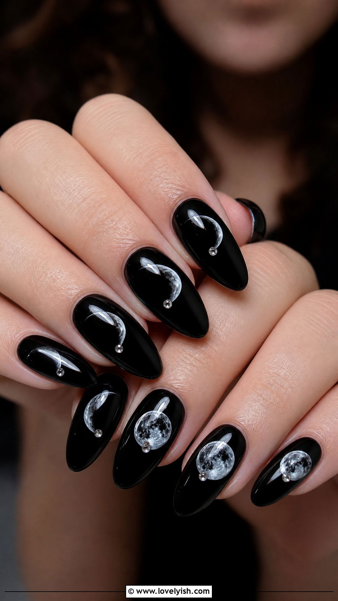 Black Moon Phase Gothic Nails - 50 gothic nails - 50 gothic nails