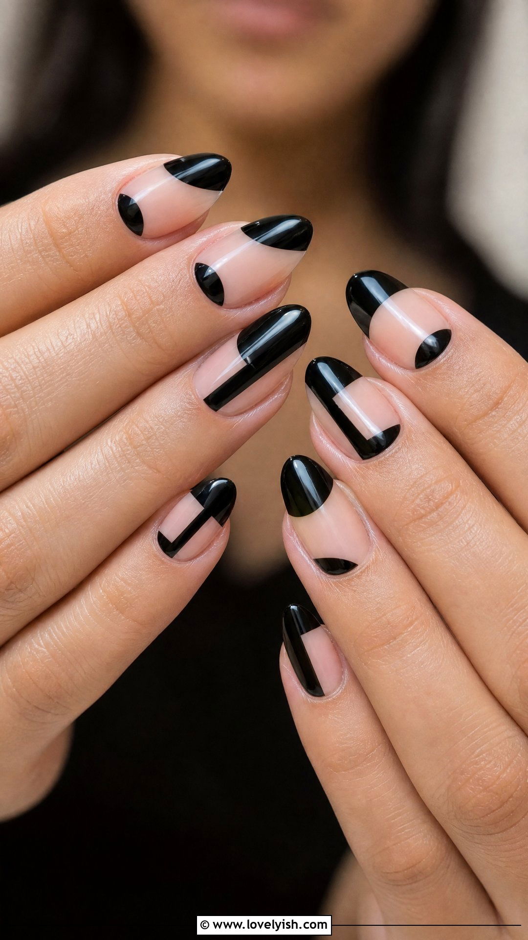Black Negative Space Nails - 50 dark nail designs - 50 dark nail designs