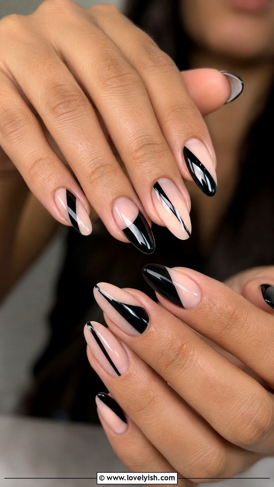 Black Negative Space Nails - 31 black nail design ideas - 31 black nail design ideas