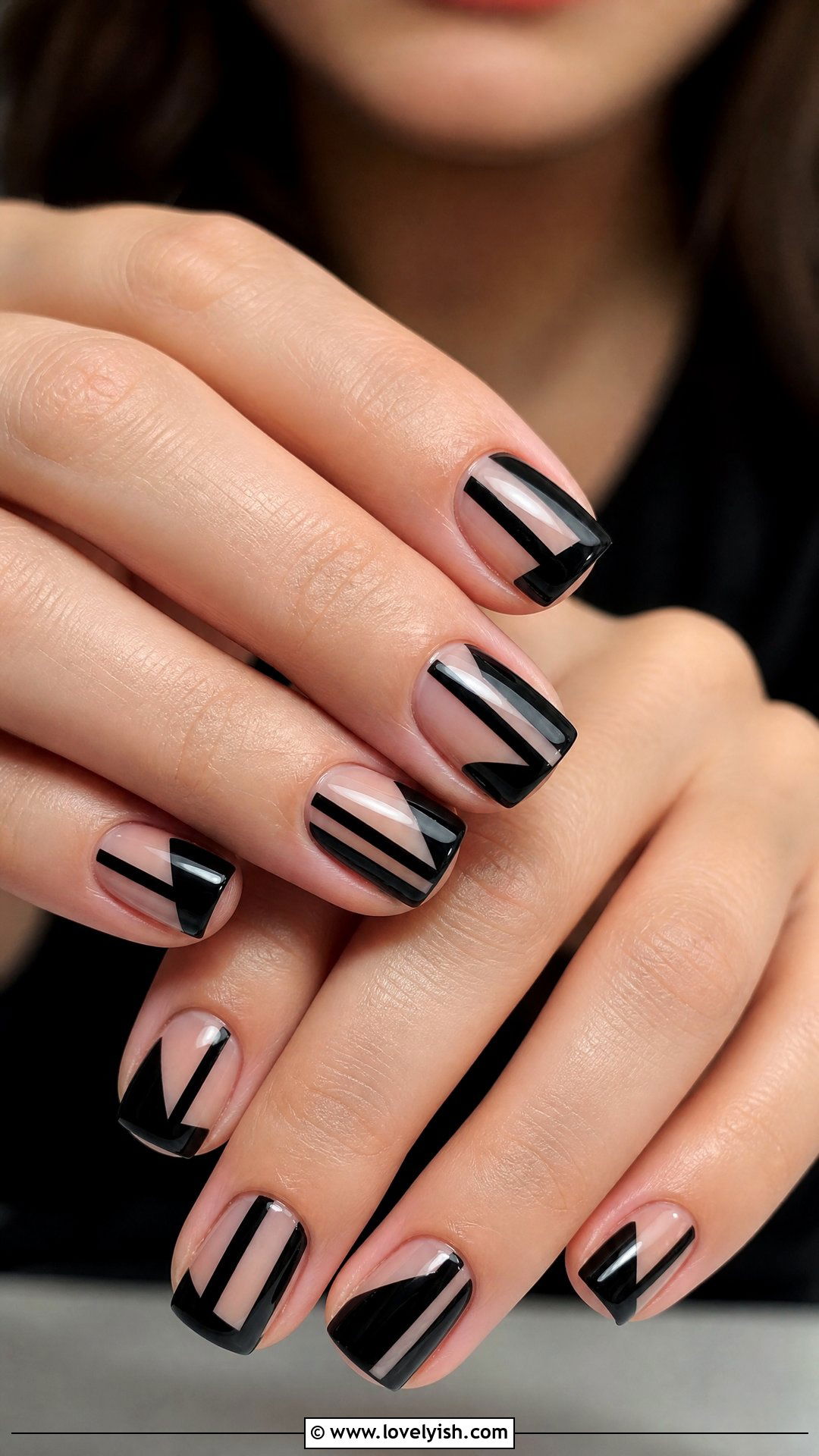 Black Negative Space Short Nails - 35 short nails designs - 35 short nails designs