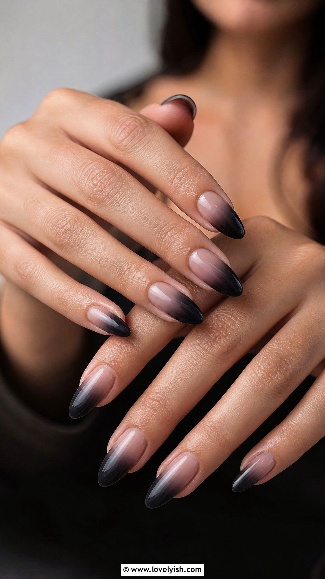 Black Ombre Smoky Nails - 50 edgy nails - 50 edgy nails