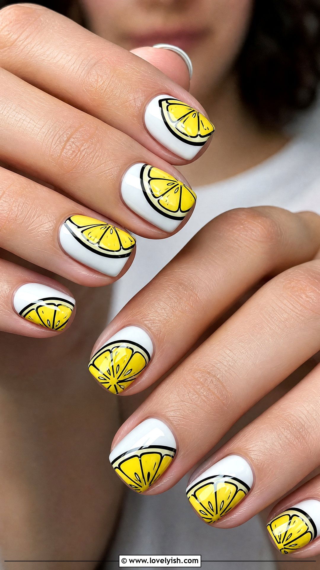 Black Outline Lemon Nails - 50 lemon nail design ideas - 50 lemon nail design ideas