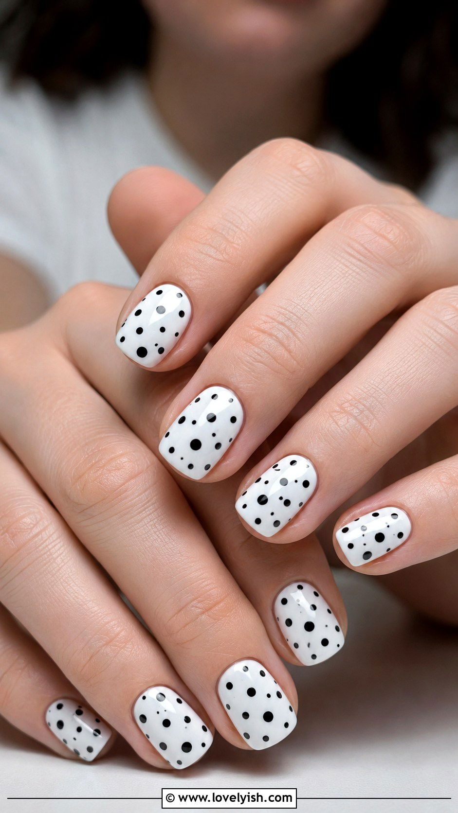 Black Polka Dot Nail Design - 45 cute nail designs - 45 cute nail designs