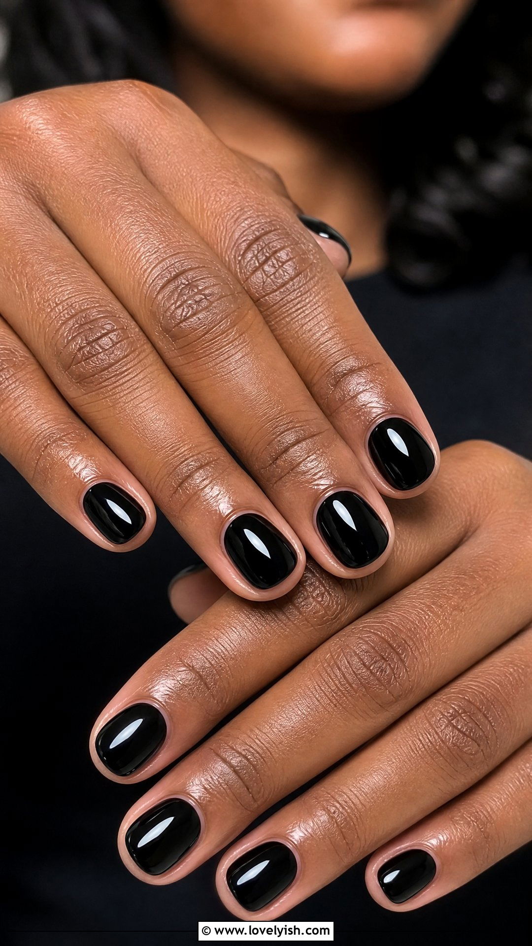 Black Round Short Nails - 50 black nails - 50 black nails