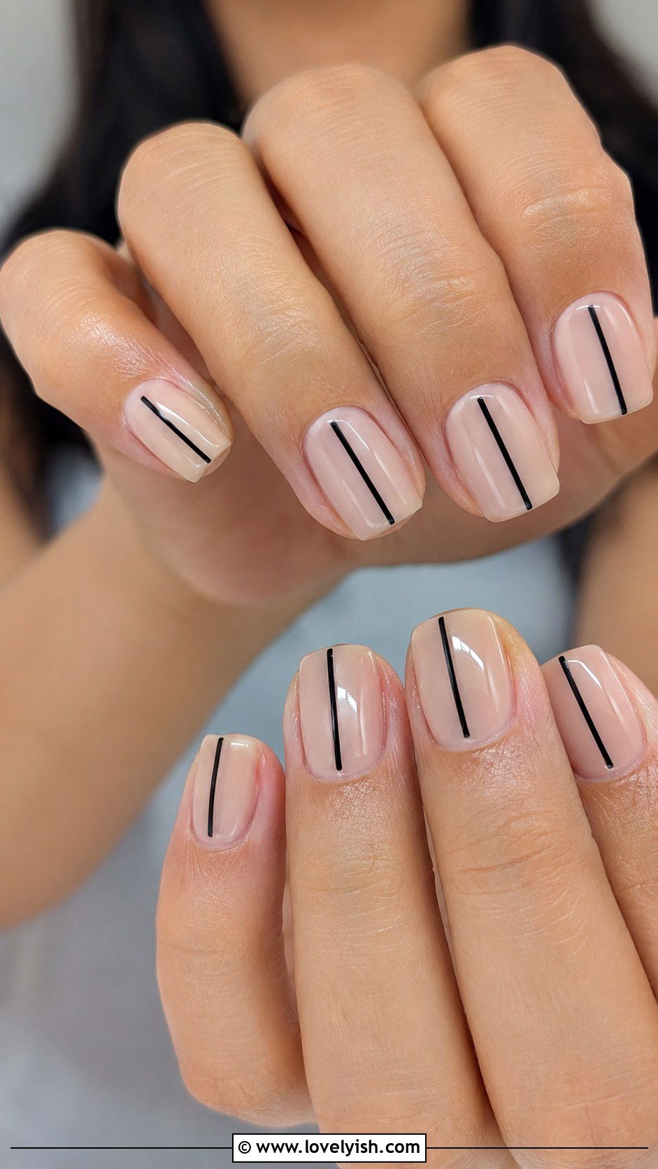 Black Single Stripe Nails - 50 mens nail design ideas - 50 mens nail design ideas