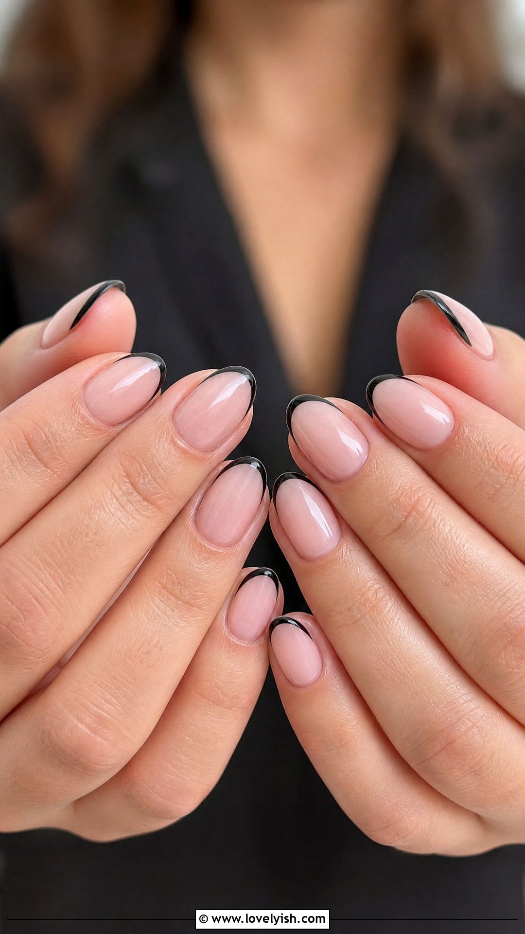 Black Skinny French Tip Nails - 50 quick nail designs - 50 quick nail designs