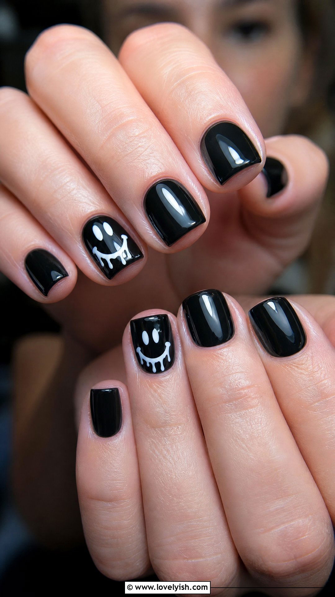 Black Smiley Face Nails - 50 edgy nails - 50 edgy nails
