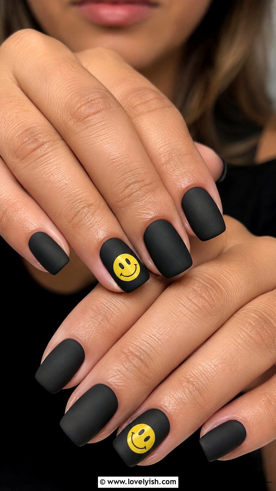 Black Smiley Face Nails - 50 mens nail design ideas - 50 mens nail design ideas