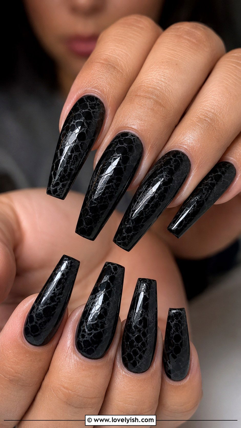 Black Snakeskin Print Baddie Nails - 50 baddie nails - 50 baddie nails