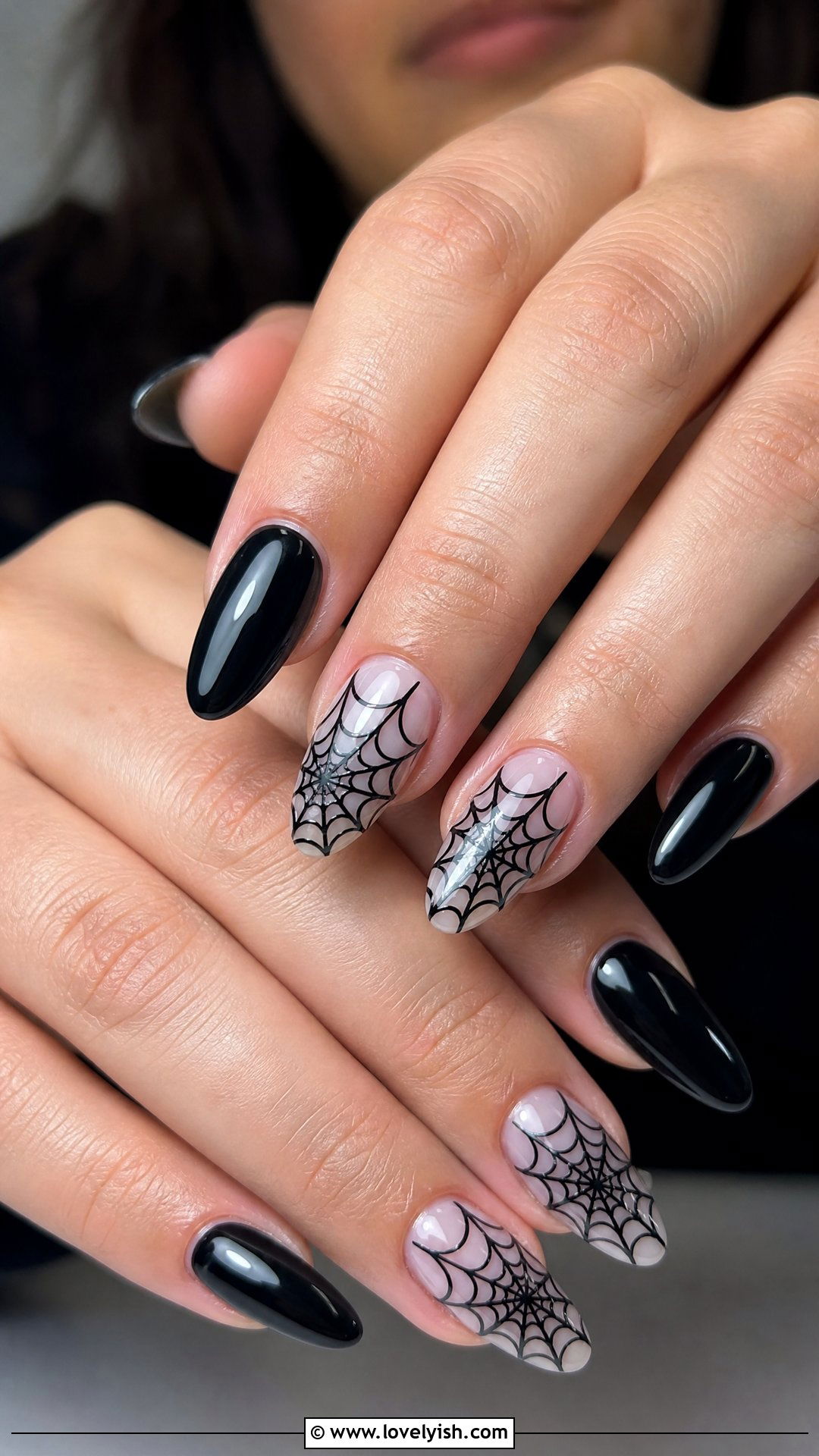 Black Spider Web Nails - 50 dark nail designs - 50 dark nail designs