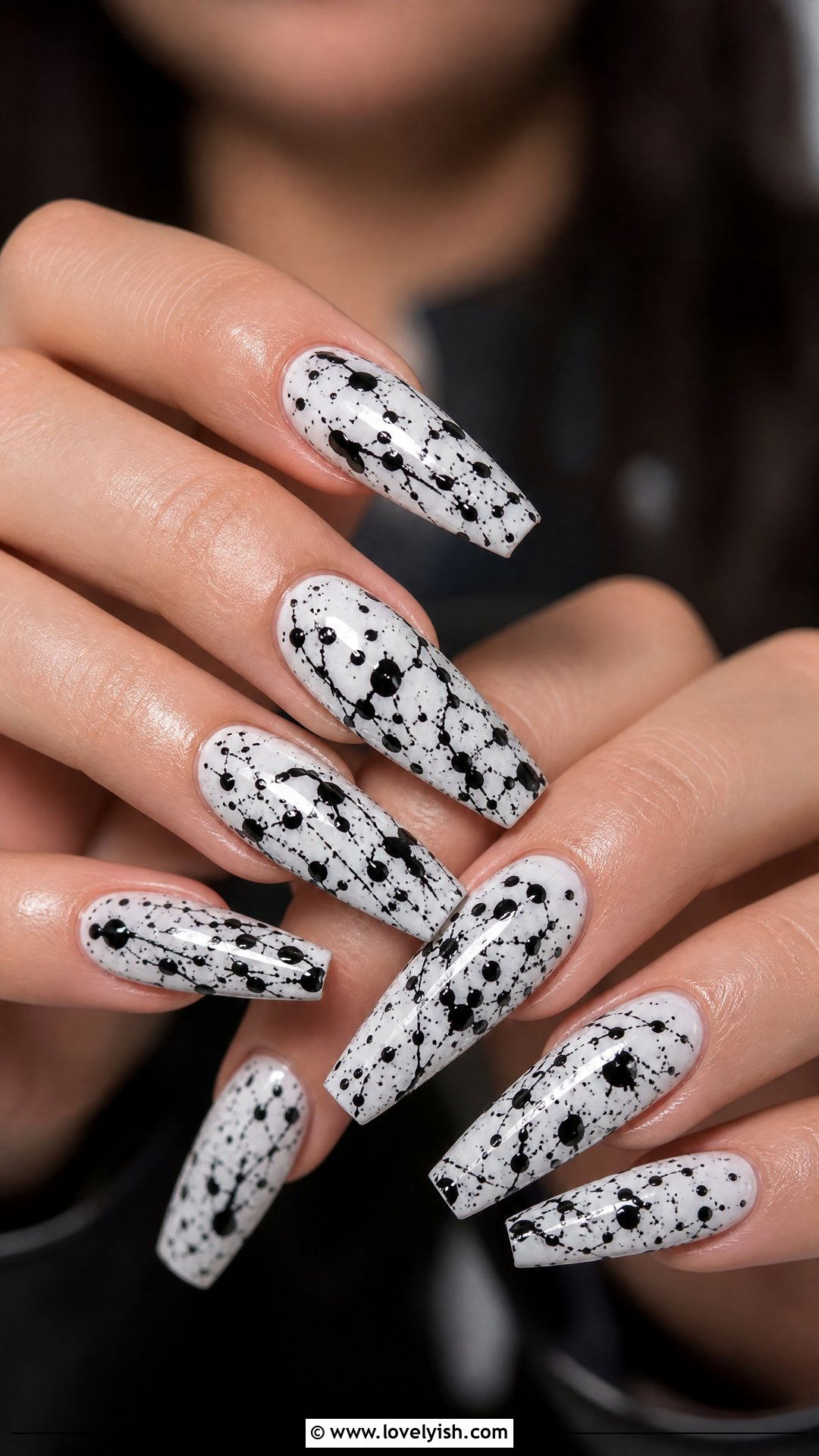 Black Splatter Nails - 50 edgy nails - 50 edgy nails