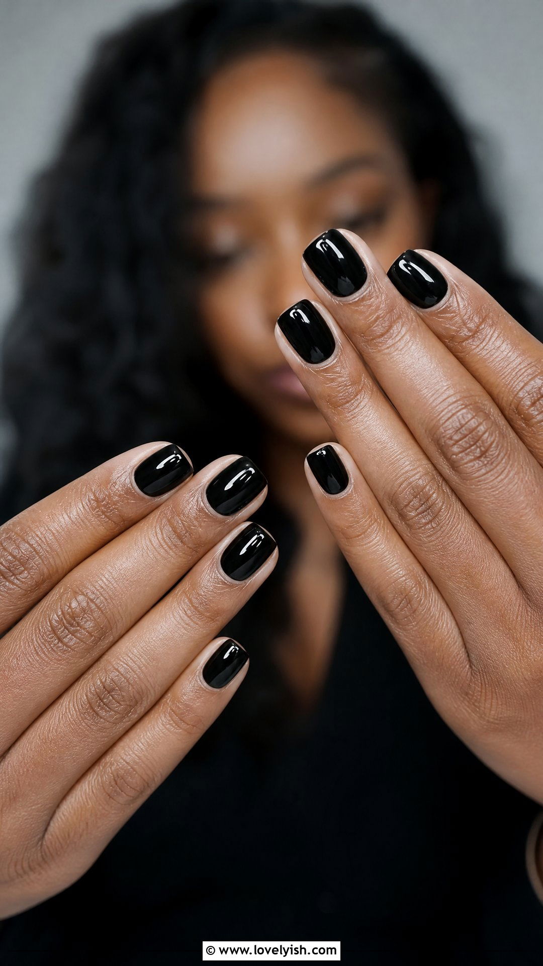 Black Squoval Minimalist Nails - 50 black nails - 50 black nails