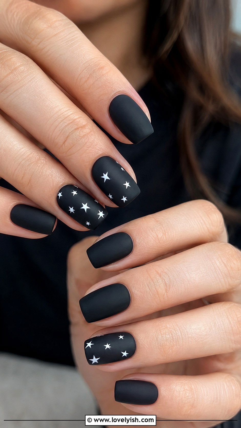 Black Star Pattern Nails - 50 mens nail design ideas - 50 mens nail design ideas
