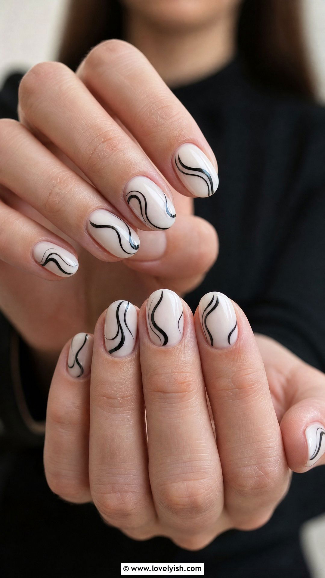 Black Swirl Nails - 25 black nails design ideas - 25 black nails design ideas