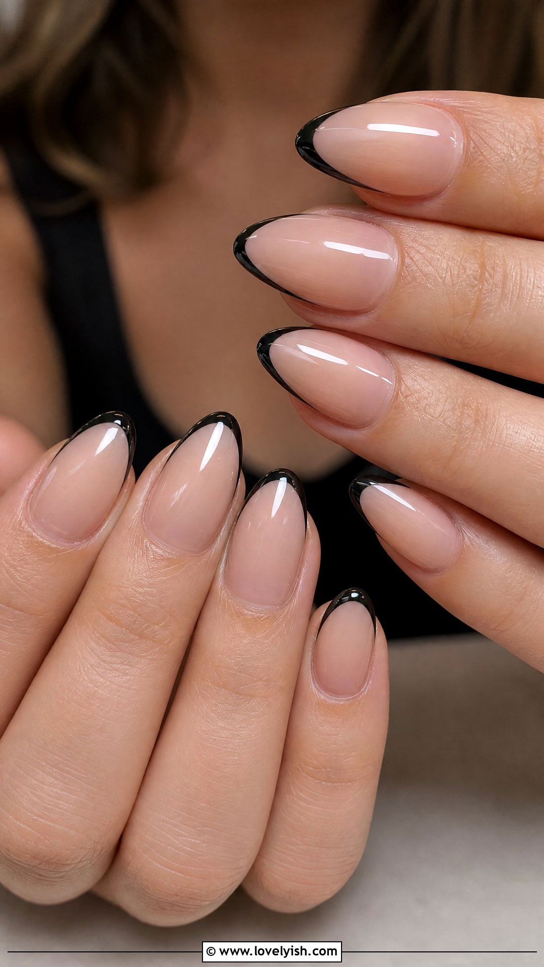 Black Tip Modern French Nails - 38 simple nail art designs - 38 simple nail art designs