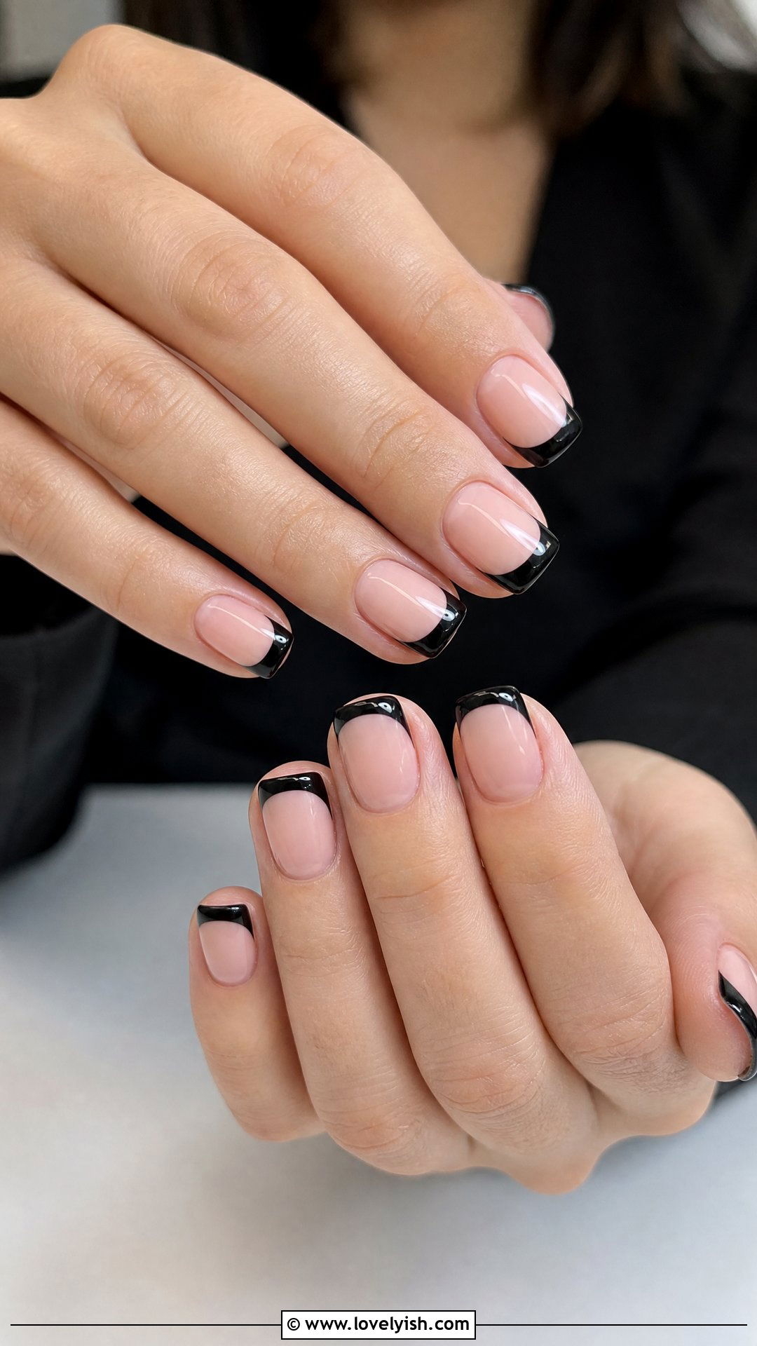 Black Tip Negative Space Nails - 25 classy nail ideas - 25 classy nail ideas