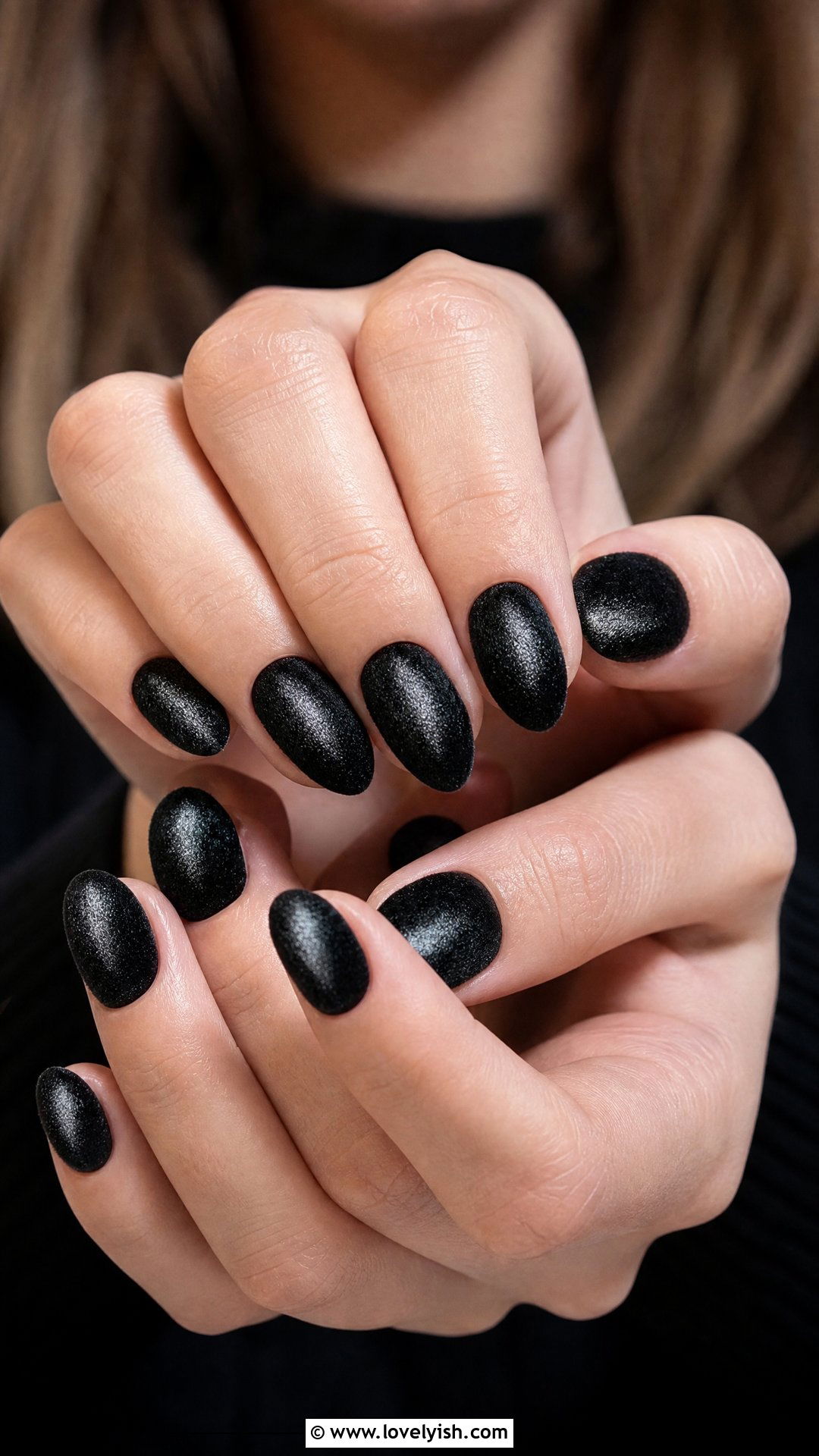 Black Velvet Nails - 50 short black nail designs - 50 short black nail designs