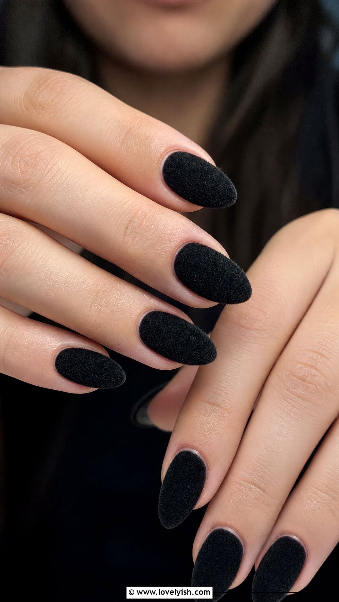 Black Velvet Powder Nails - 50 goth nails - 50 goth nails