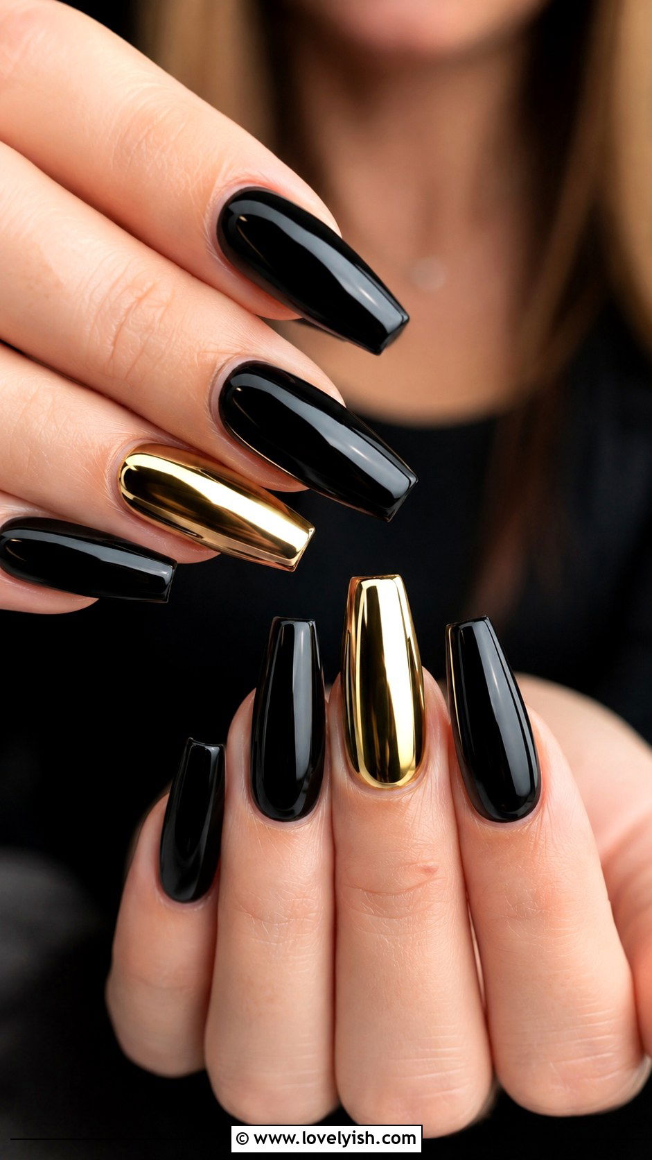 Black and Gold Chrome Nails - 50 gold chrome nails - 50 gold chrome nails