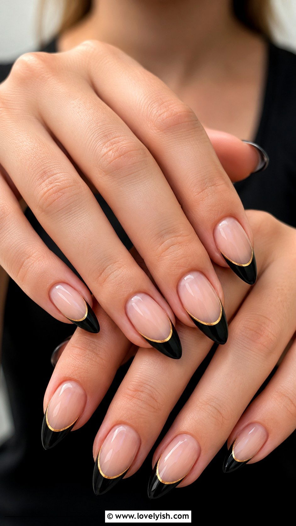 Black and Gold French Tip Nails - 38 classy nail designs - 38 classy nail designs