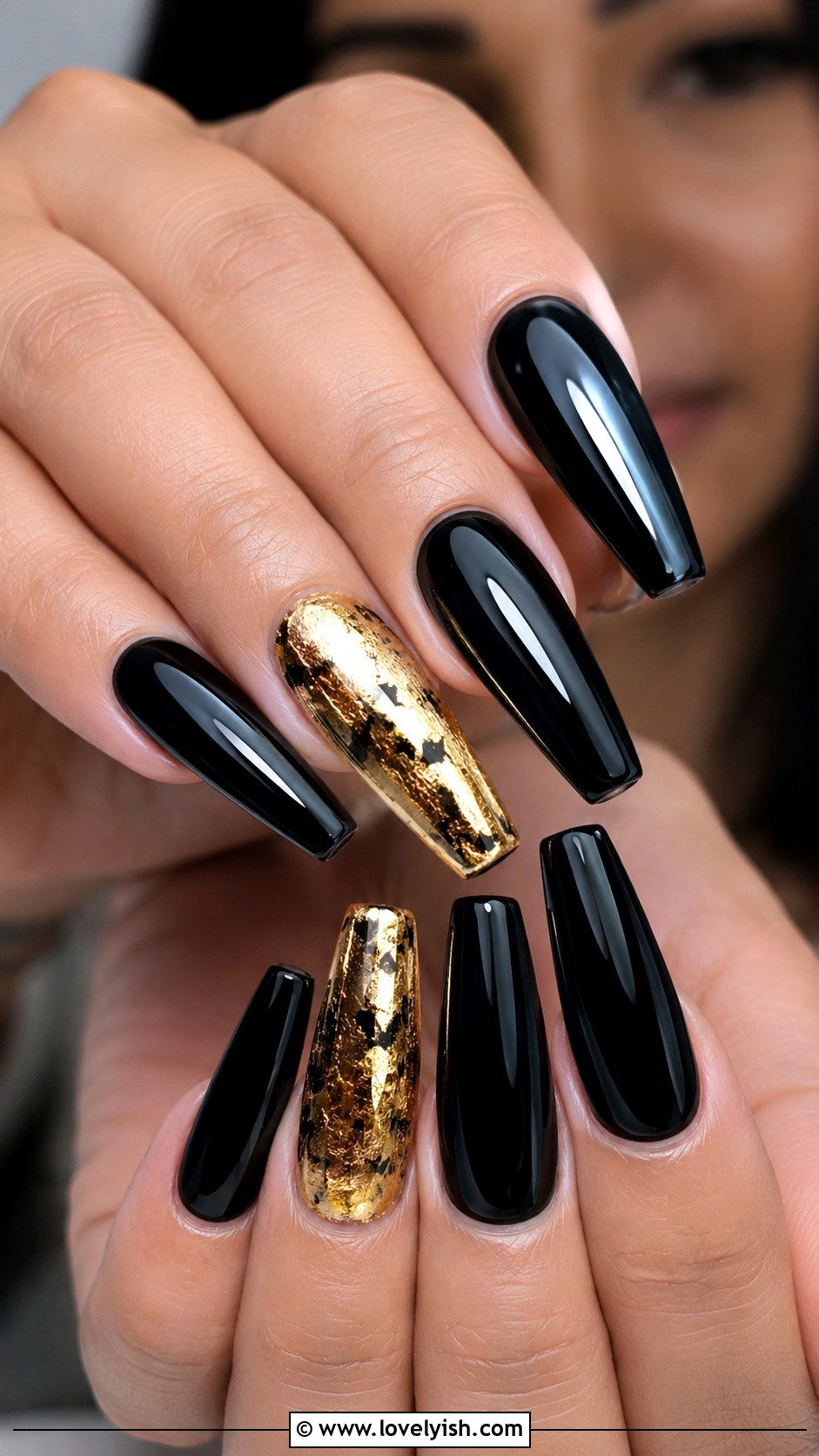 Black and Gold Glam Prom Nails - 50 prom nails - 50 prom nails
