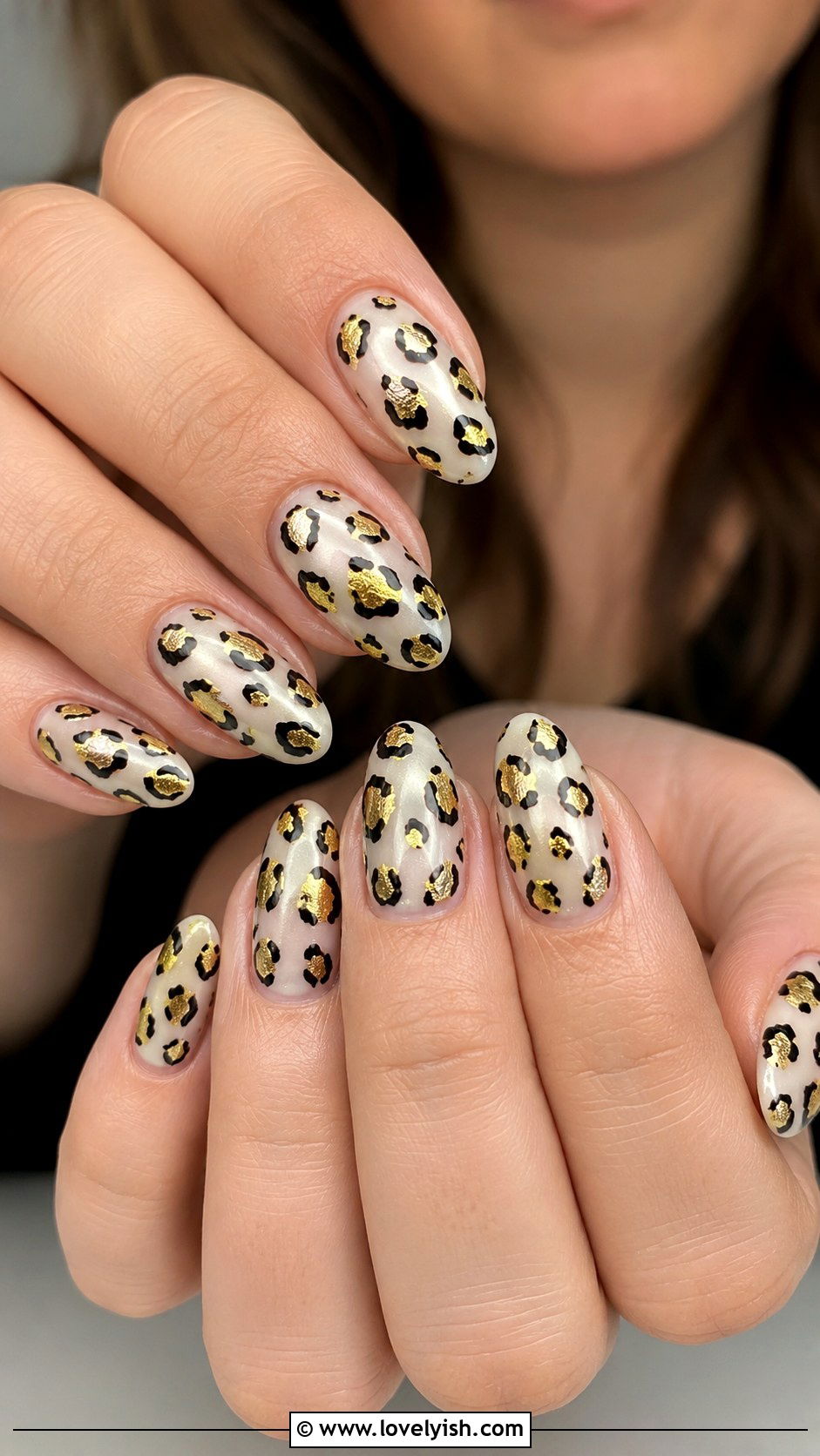 Black and Gold Leopard Print Nails - 50 black and gold nail designs - 50 black and gold nail designs