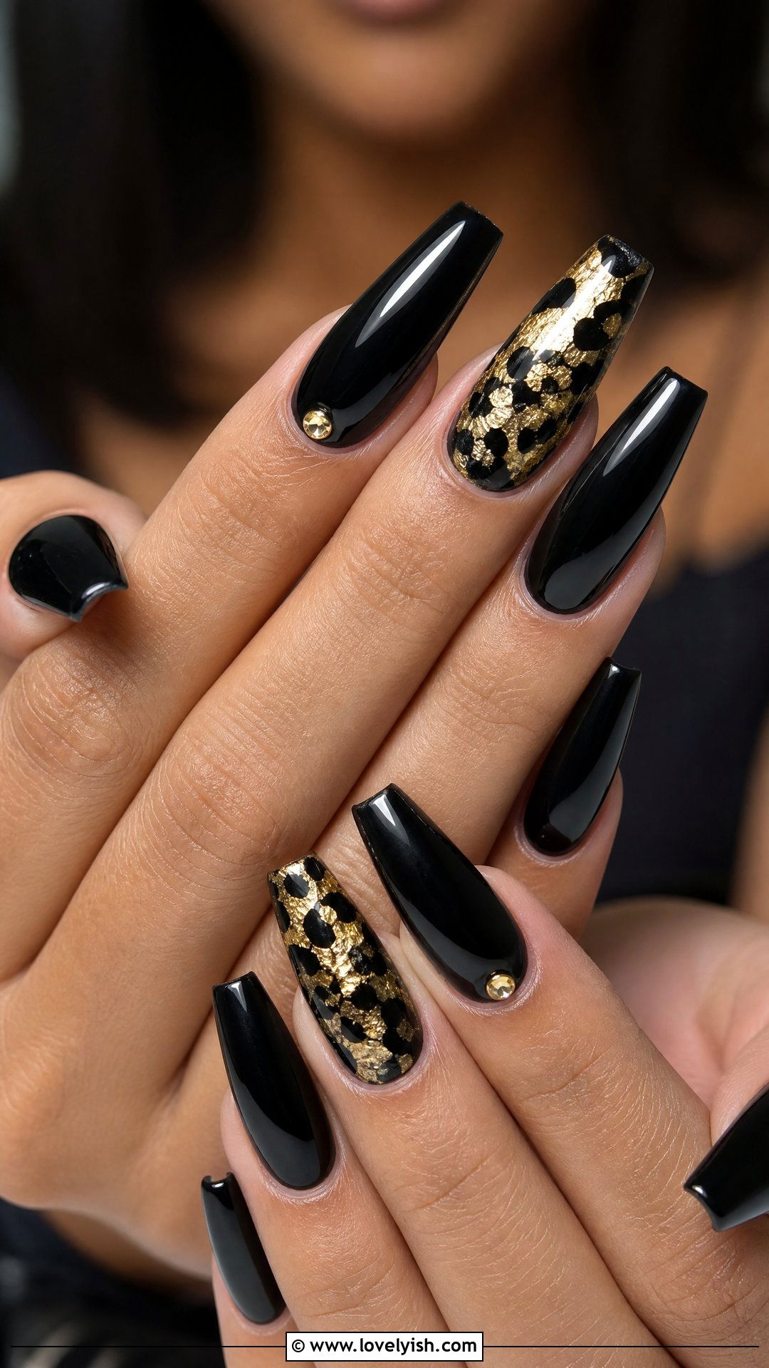 Black and Gold Leopard Print Nails - 50 leopard print nails - 50 leopard print nails