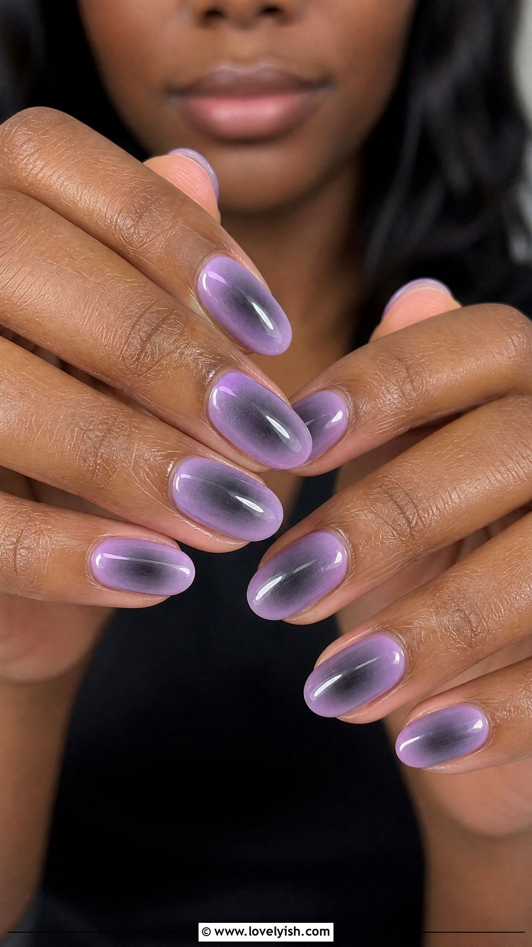 Black and Lavender Aura Nails - 50 black nails - 50 black nails