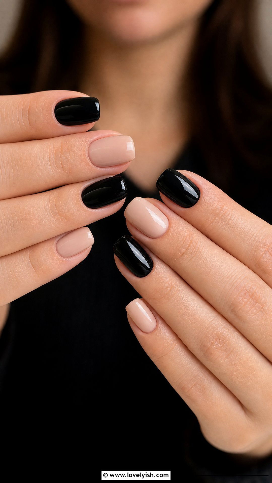 Black and Nude Color Block Nails - 50 sophisticated nails - 50 sophisticated nails