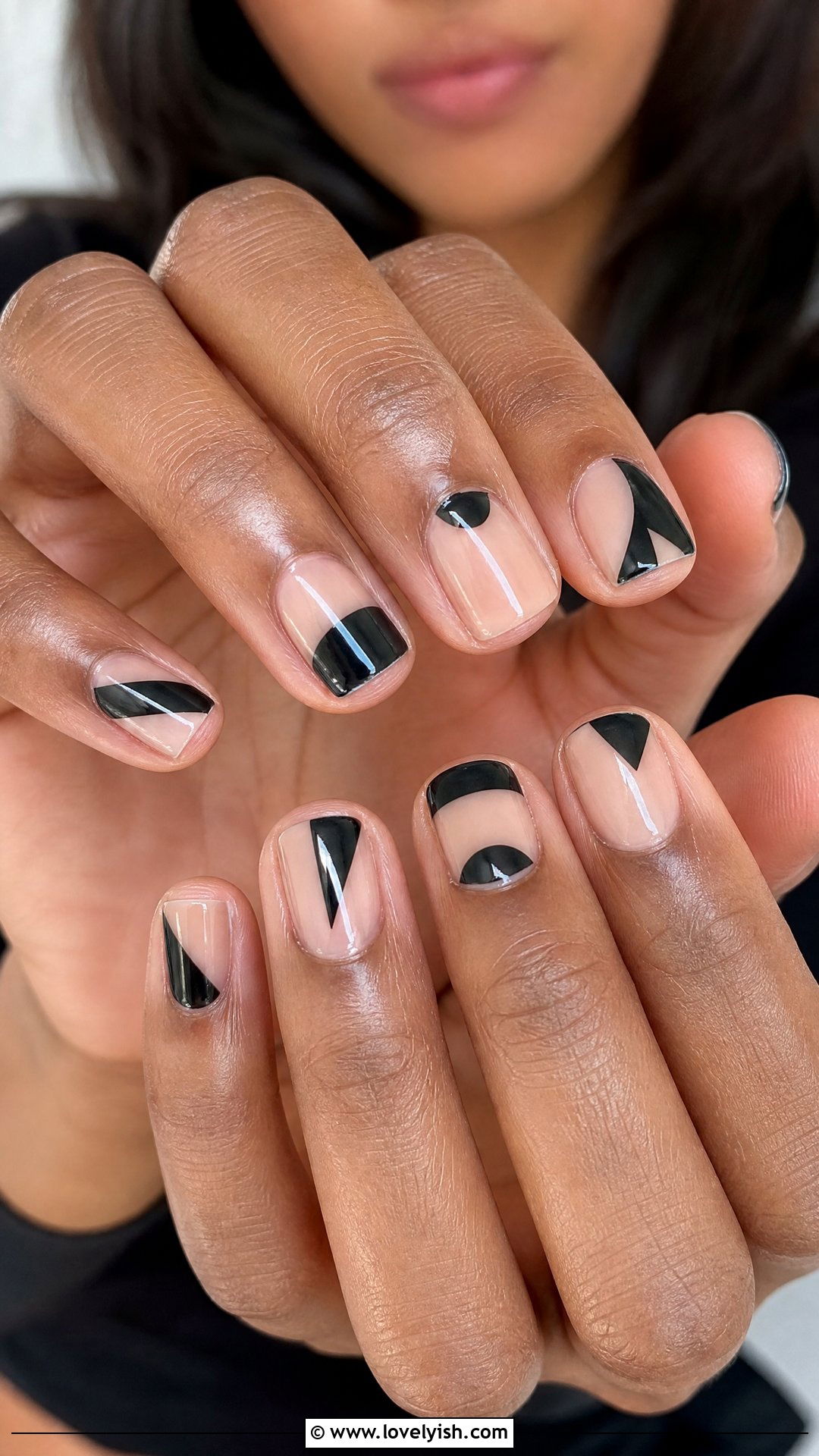 Black and Nude Negative Space Nails - 50 black nails - 50 black nails