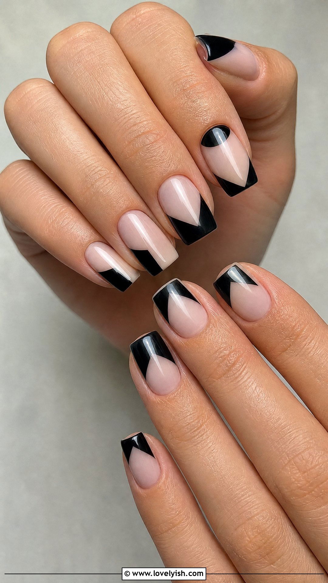Black and Nude Negative Space Nails - 25 black nails design ideas - 25 black nails design ideas