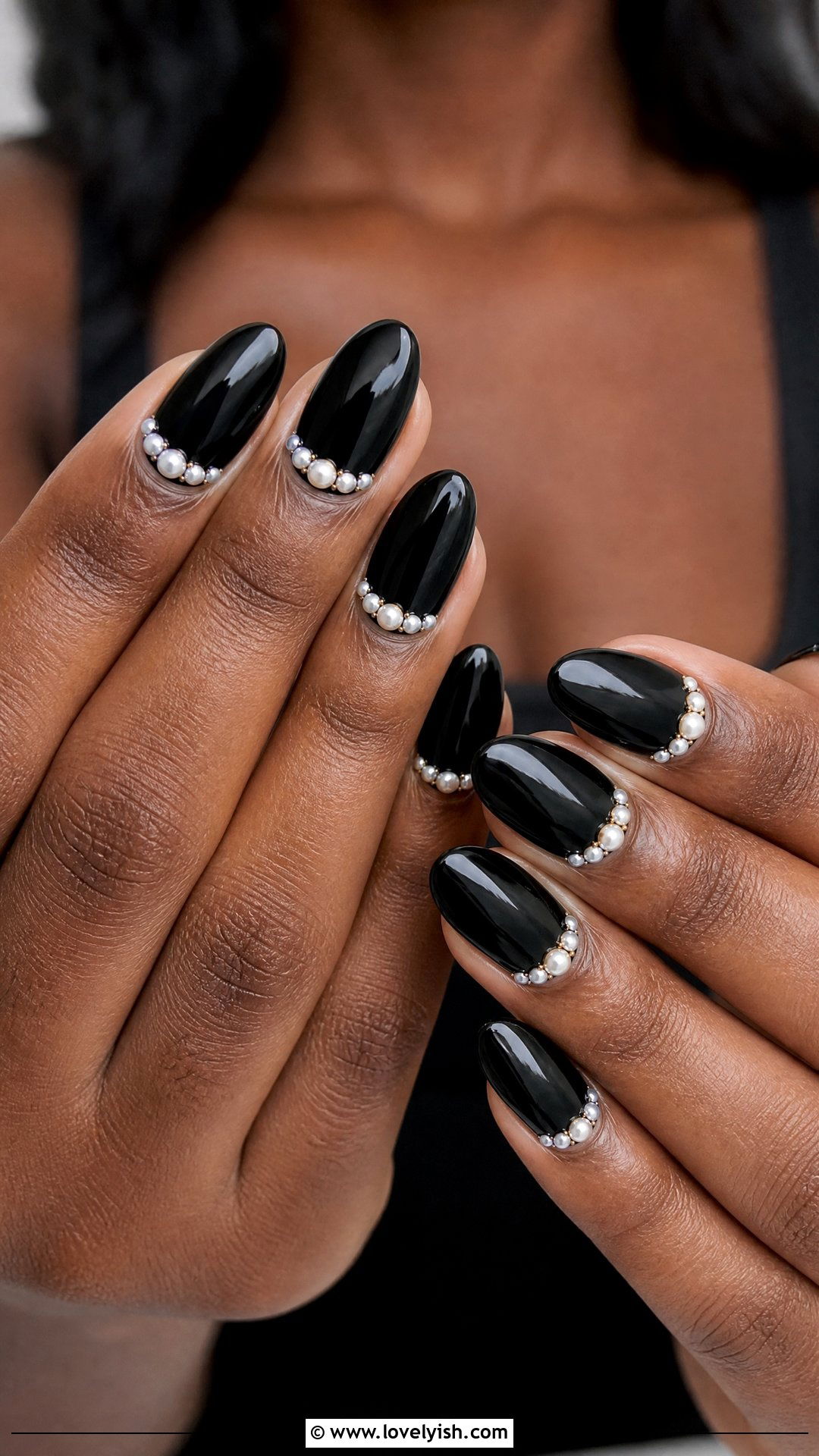 Black and Pearl Nails - 50 black nails - 50 black nails