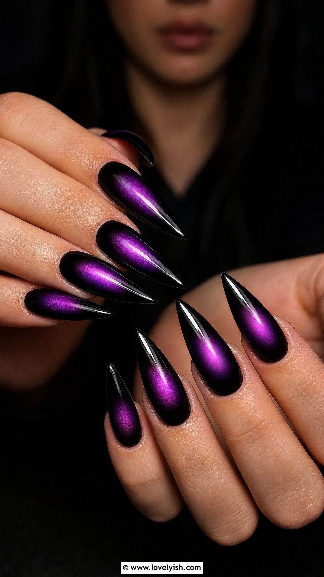 Black and Purple Aura Nails - 25 aura nail designs - 25 aura nail designs