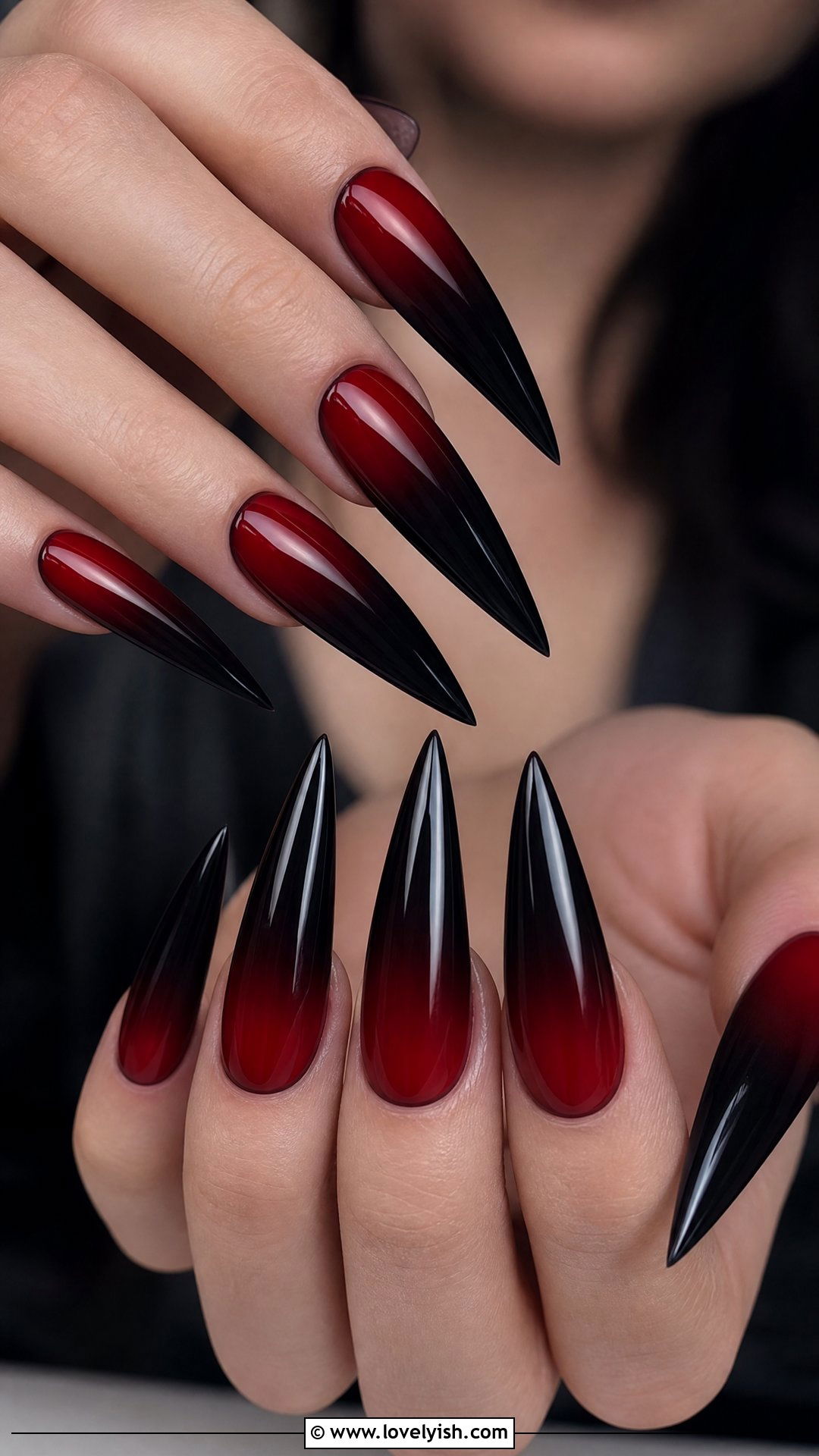 Black and Red Ombre Gothic Nails - 50 gothic nails - 50 gothic nails