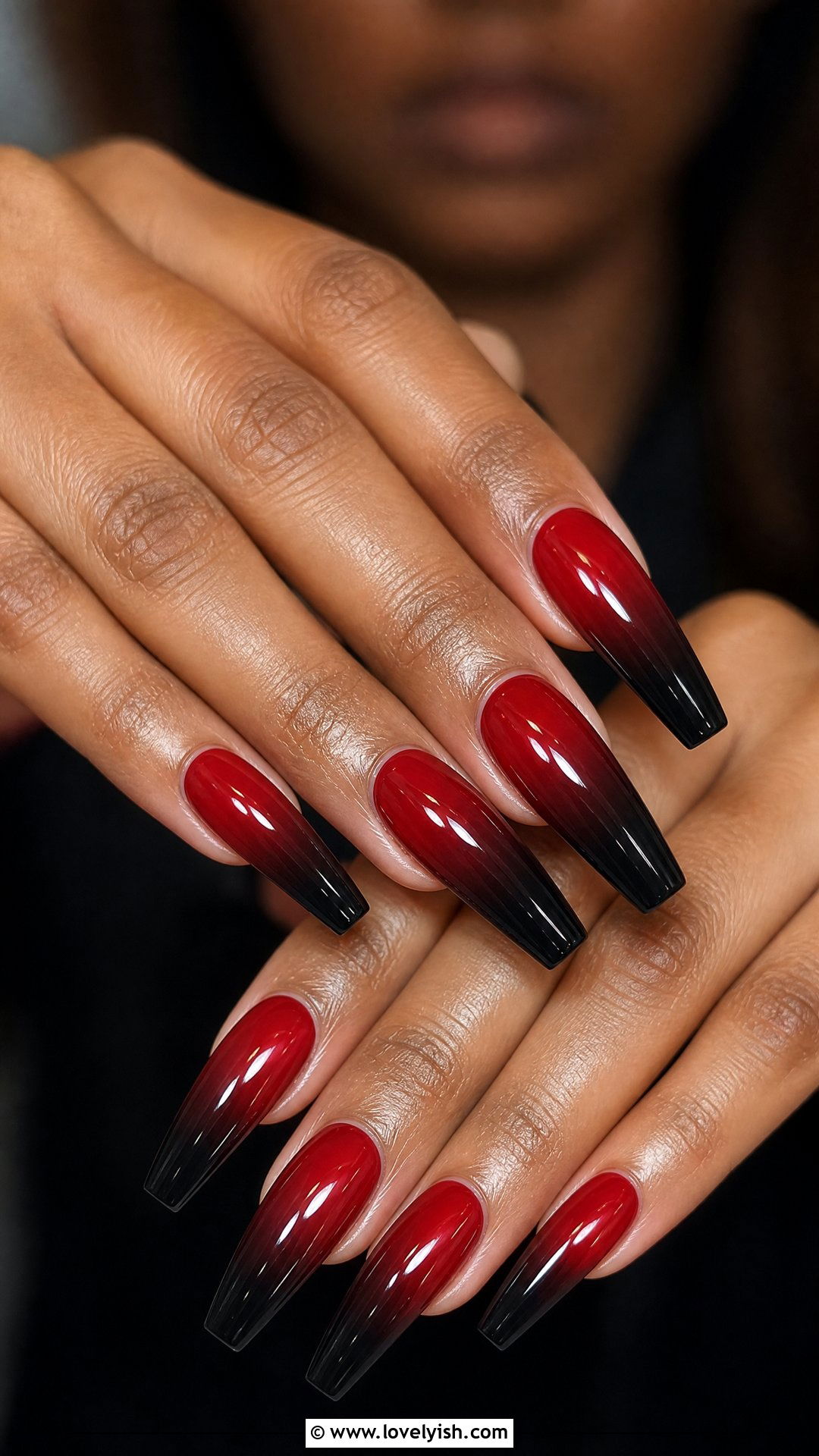 Black and Red Ombre Nails - 50 dark nail designs - 50 dark nail designs