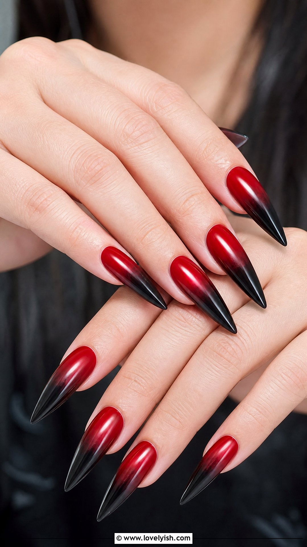 Black and Red Ombre Nails - 50 goth nails - 50 goth nails