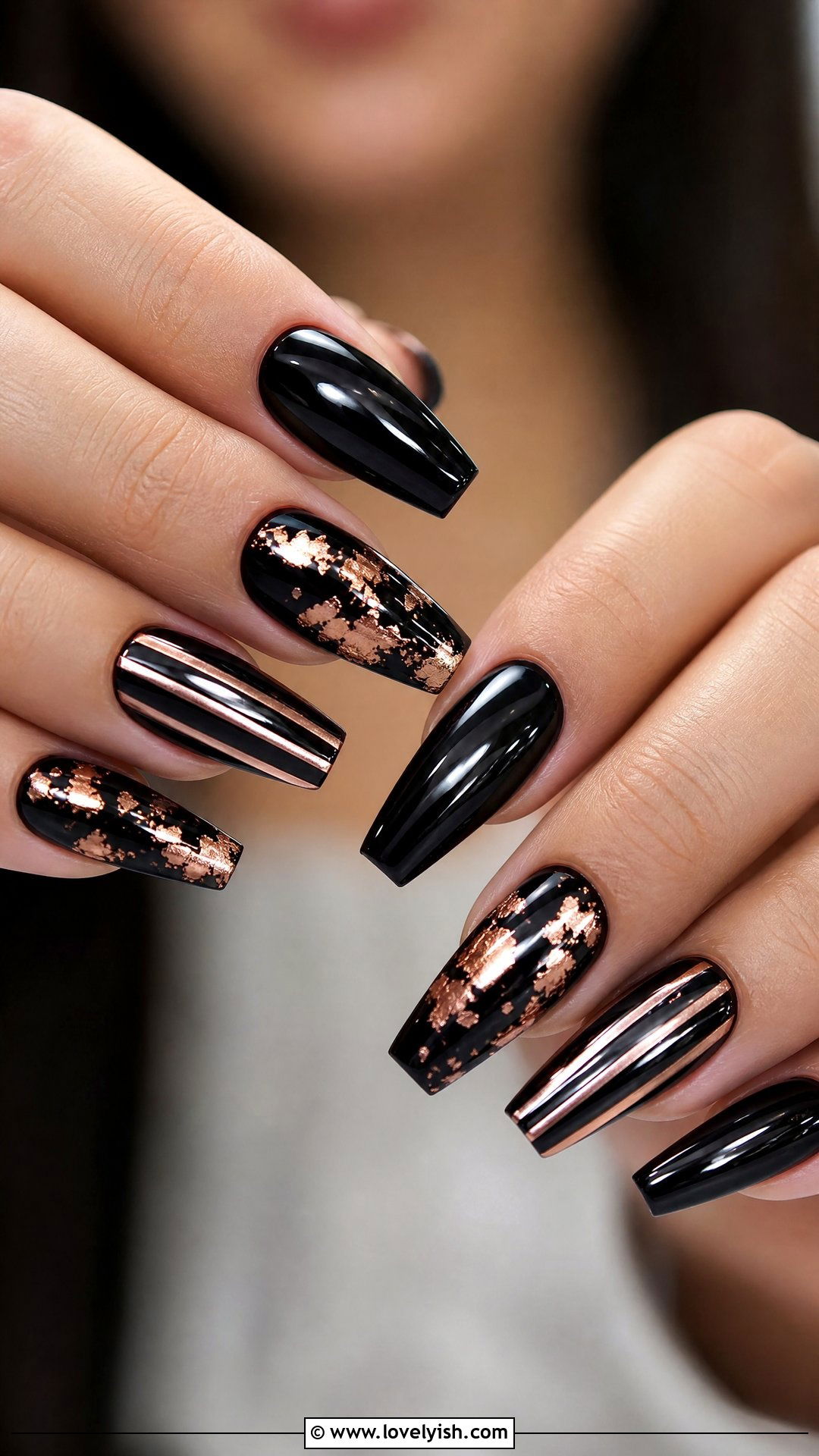 Black and Rose Gold Nails - 50 rose gold nails - 50 rose gold nails