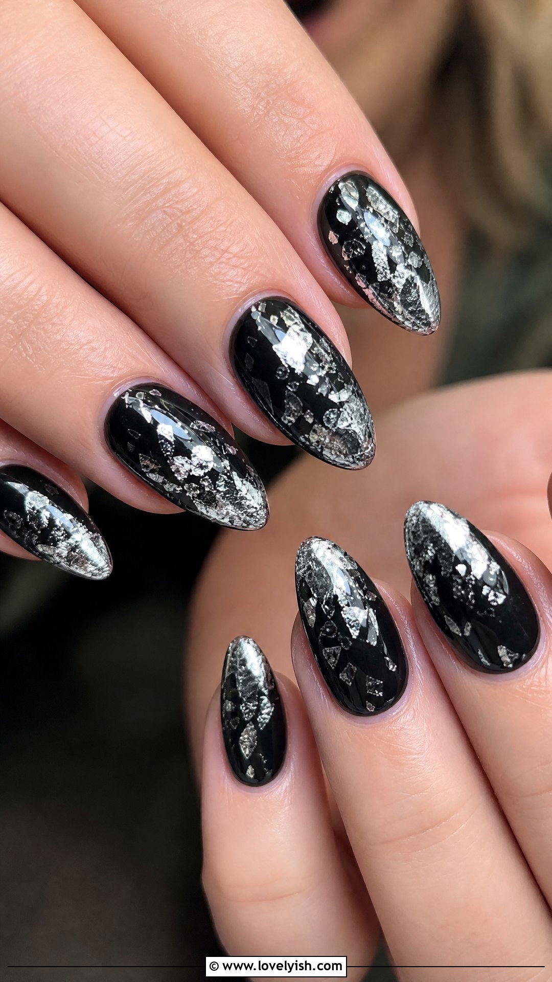 Black and Silver Foil Gothic Nails - 50 gothic nails - 50 gothic nails