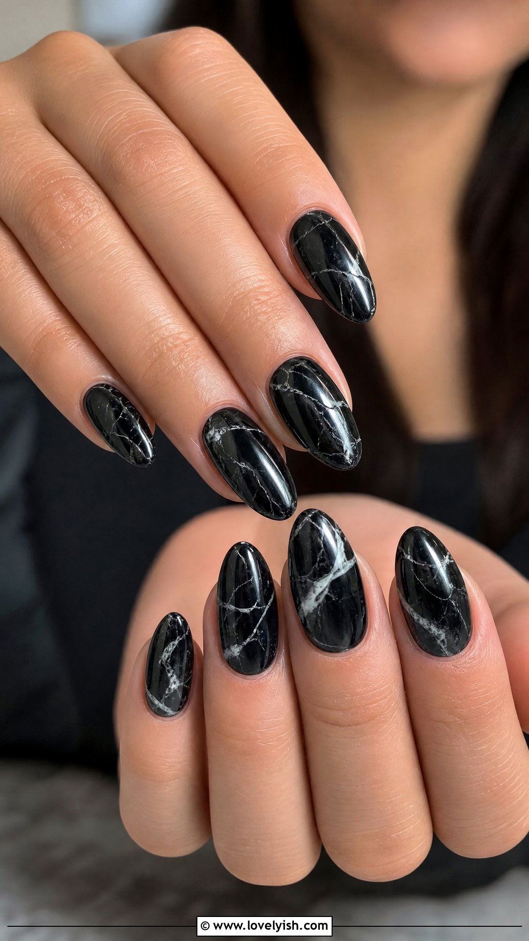 Black and Silver Marble Nails - 50 silver nails - 50 silver nails