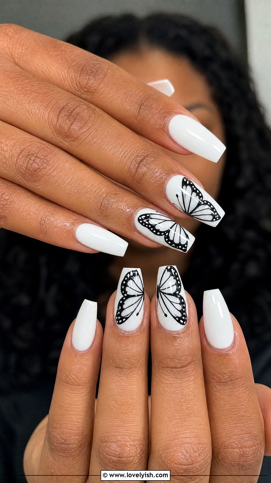 Black and White Butterfly Nails - 50 butterfly nails - 50 butterfly nails