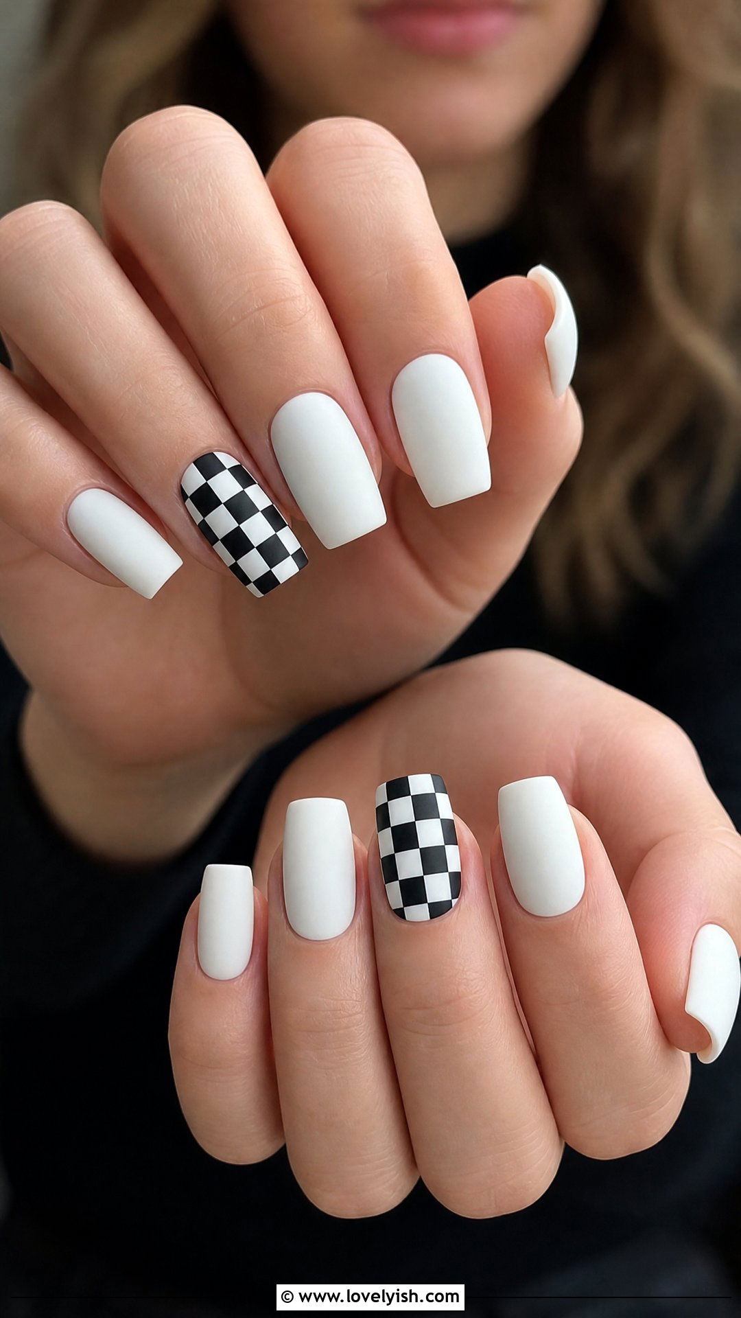 Black and White Checkerboard Nails - 25 black and white nail art ideas - 25 black and white nail art ideas