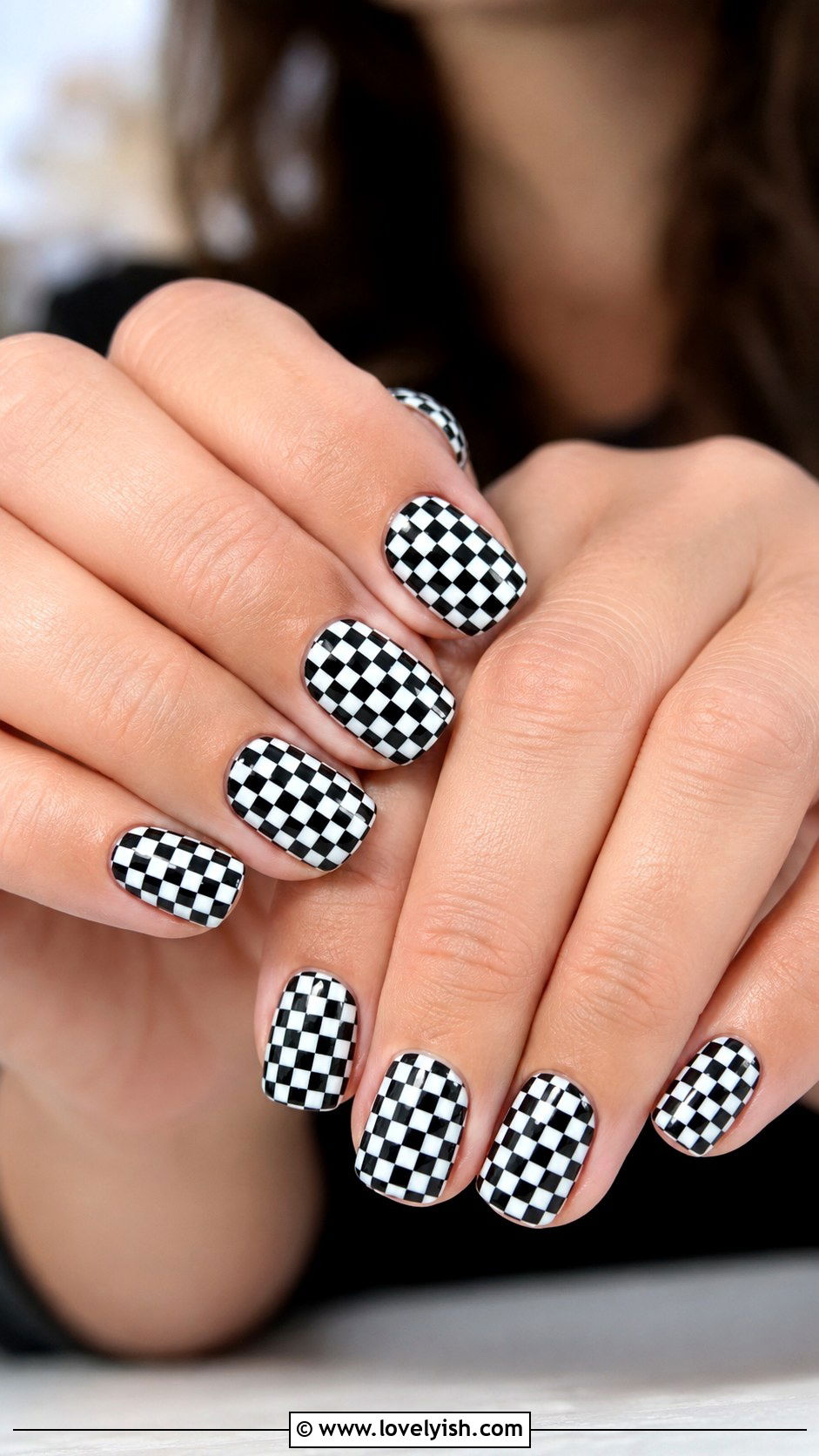Black and White Checkerboard Nails - 25 geometric nail designs - 25 geometric nail designs