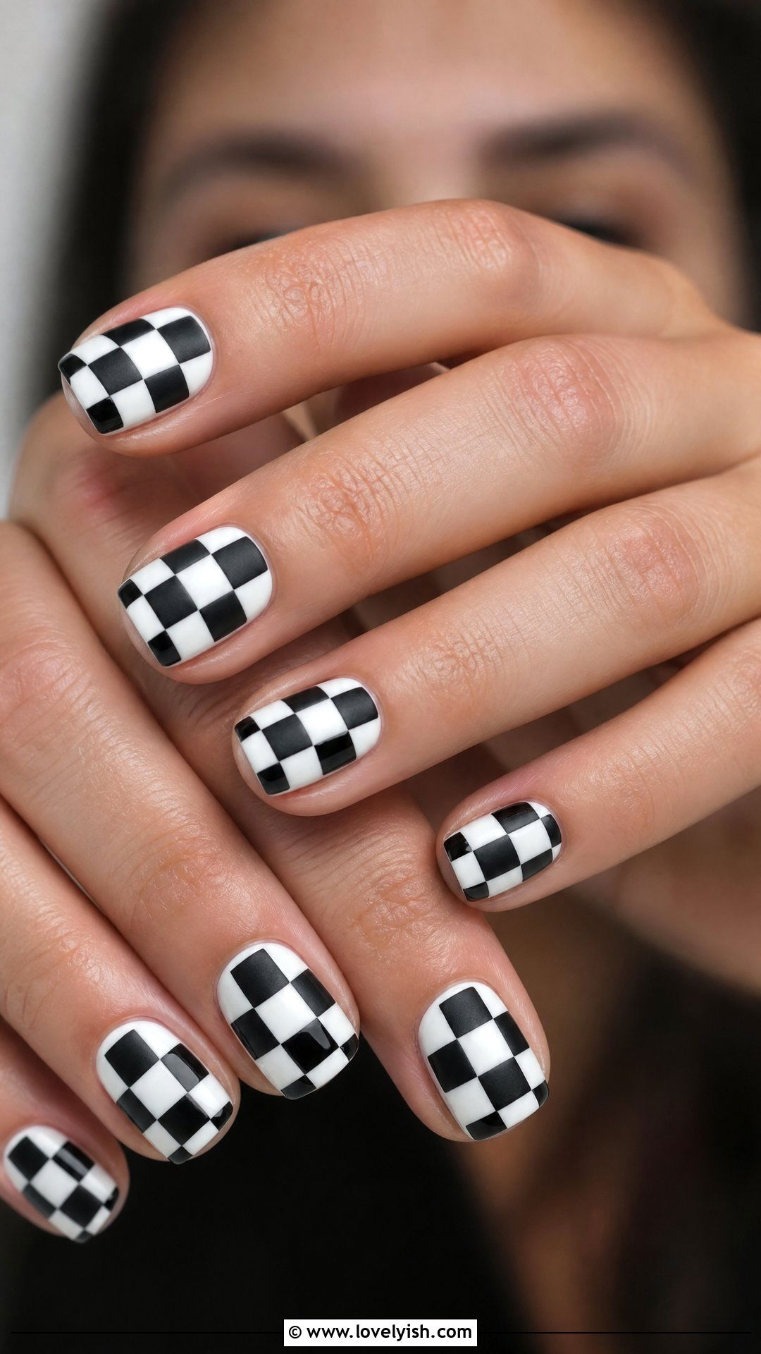 Black and White Checkerboard Nails - 30 nail designs for teens - 30 nail designs for teens