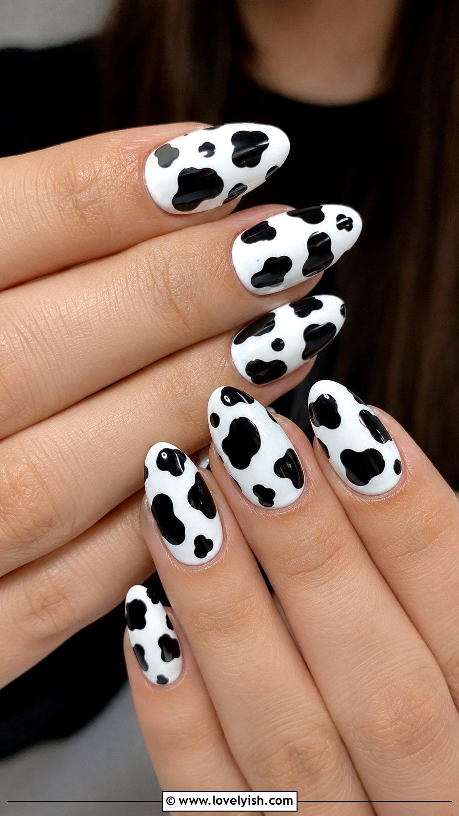 Black and White Cow Print Nails - 50 western nail designs - 50 western nail designs